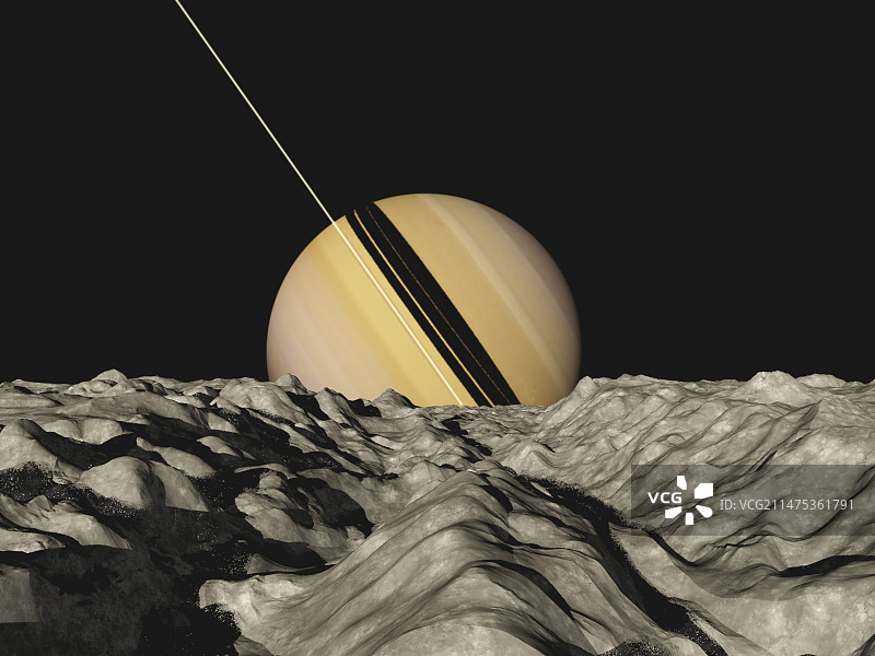 从忒提斯看到的土星插图图片素材