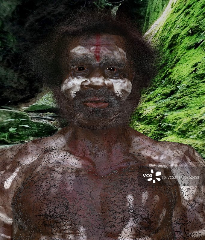 海洋丹尼索瓦人男性插画图片素材