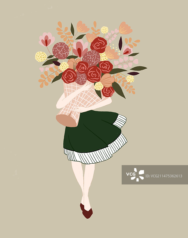 花束女孩图片素材