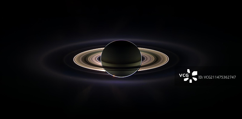 土星及其光环，卡西尼号背光图像图片素材