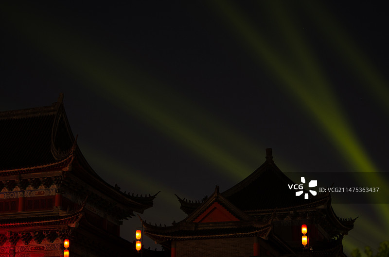 江门滨江大桥和南海影视城夜景图片素材