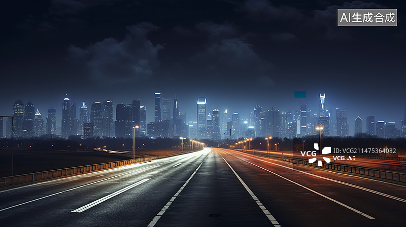 【AI数字艺术】通往城市的道路图片素材