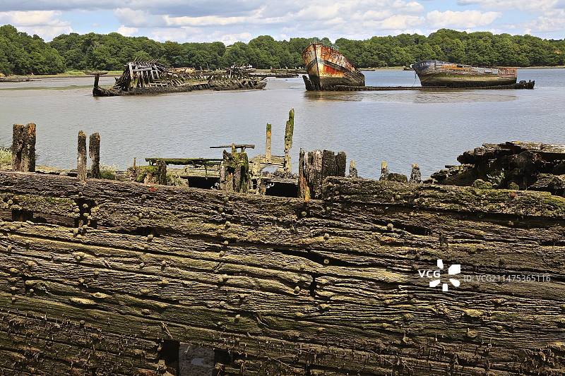 法国布列塔尼的船墓地图片素材