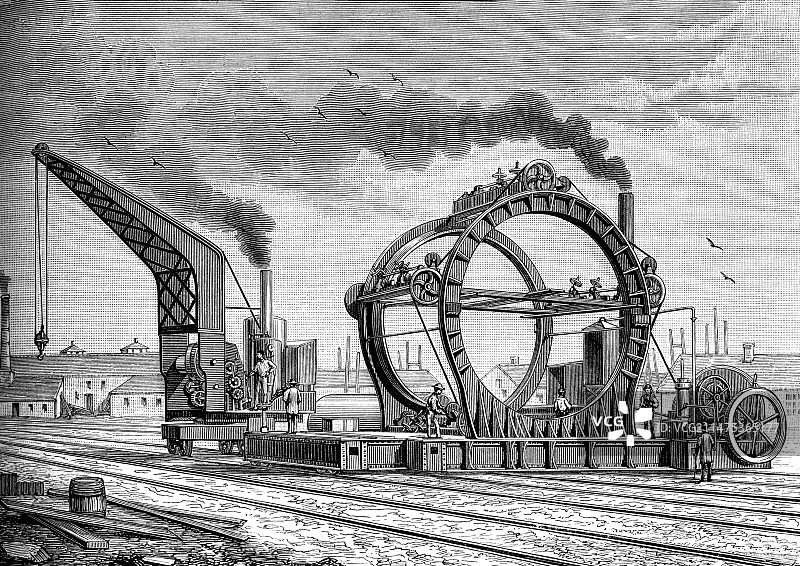 19世纪苏格兰福斯桥建造图片素材