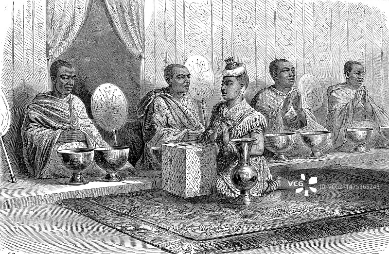 19世纪暹罗皇家剃度仪式图片素材