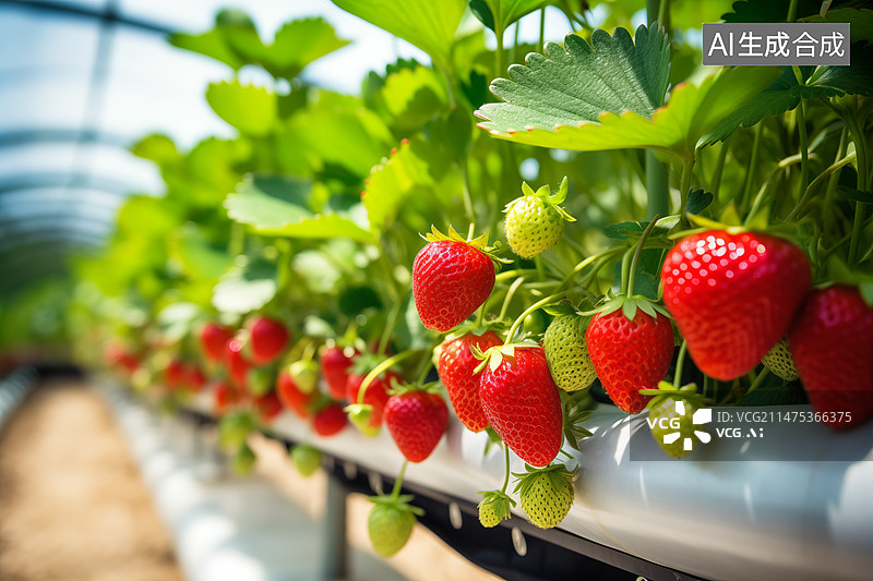 【AI数字艺术】草莓室内种植图片图片素材