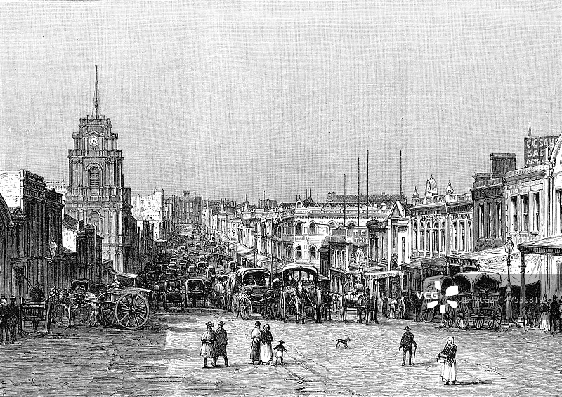 19世纪澳大利亚墨尔本插画图片素材