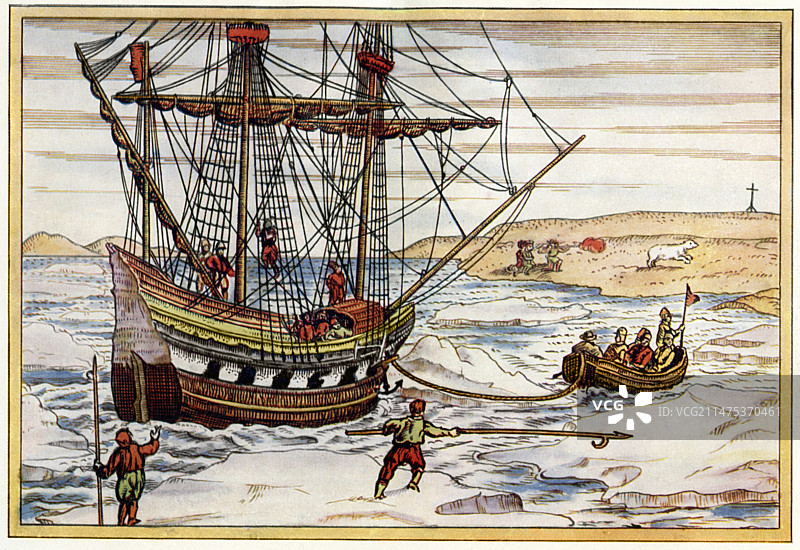 巴伦支海冰封船只图片素材