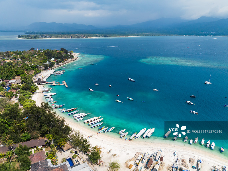 印尼龙目Gili Air吉利群岛航拍岛屿自然风光图片素材