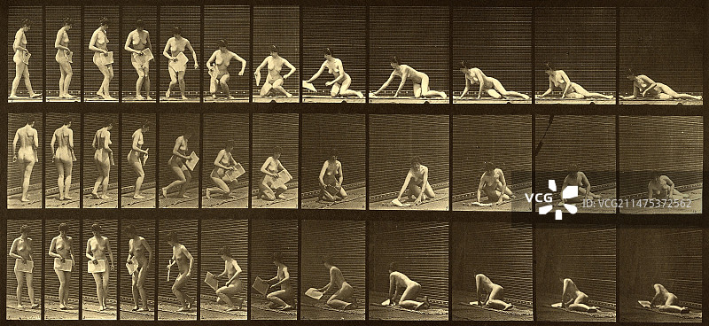 躺下的女人，19世纪80年代的运动研究图片素材