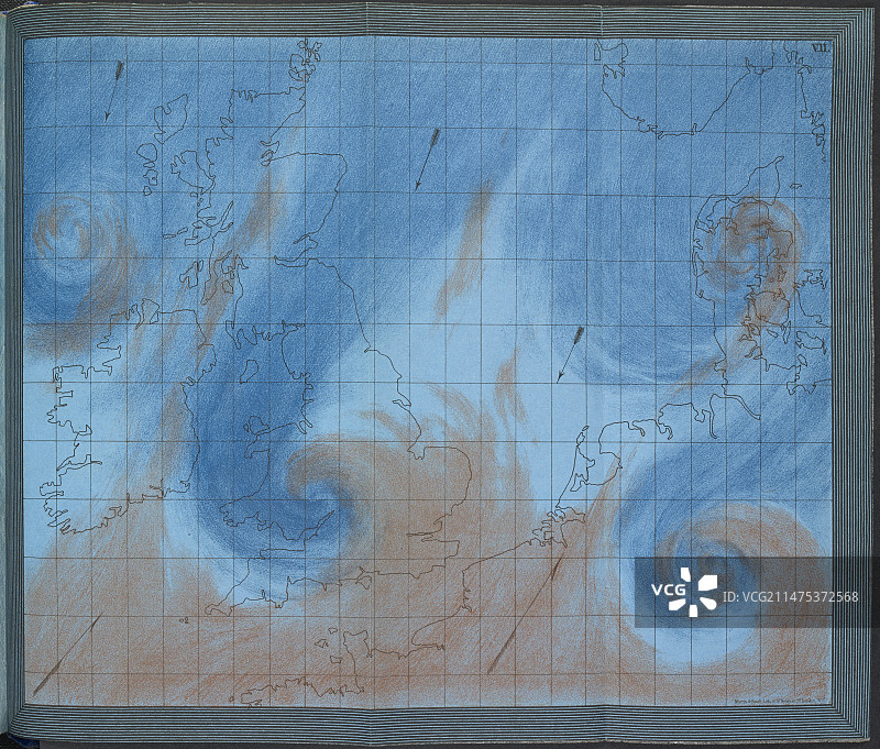 1863年不列颠群岛上空的空气流动图片素材