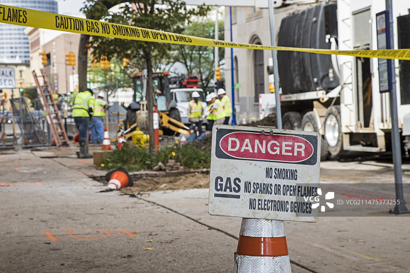 美国密歇根州的燃气管道维修图片素材