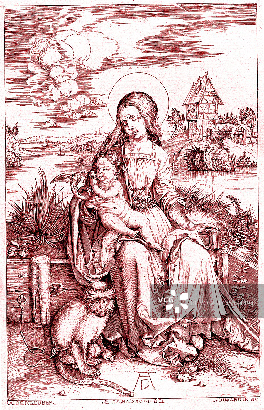 阿尔布雷cht·Dürer的《圣母与猴子》图片素材