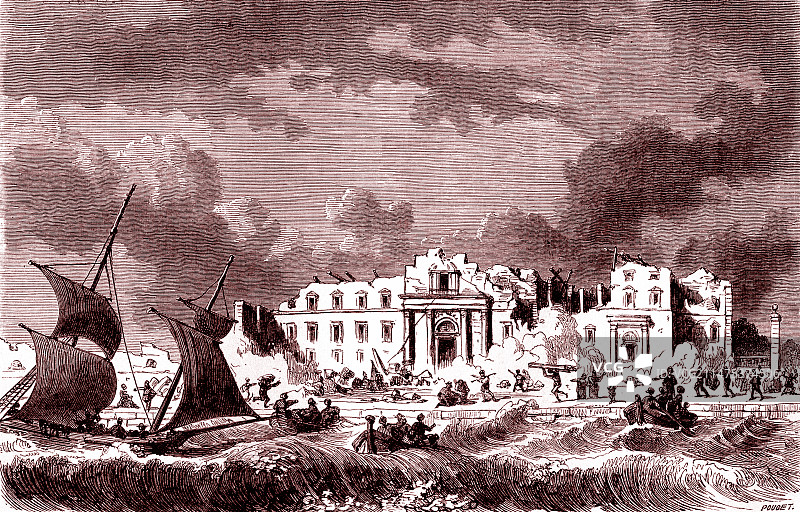 1783年墨西拿地震，西西里岛，19世纪插图图片素材