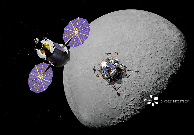 载人探测车和月球着陆器插图图片素材