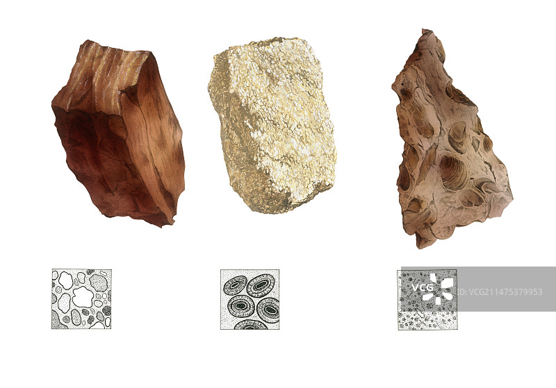 砂岩、石灰石和泥岩插图图片素材