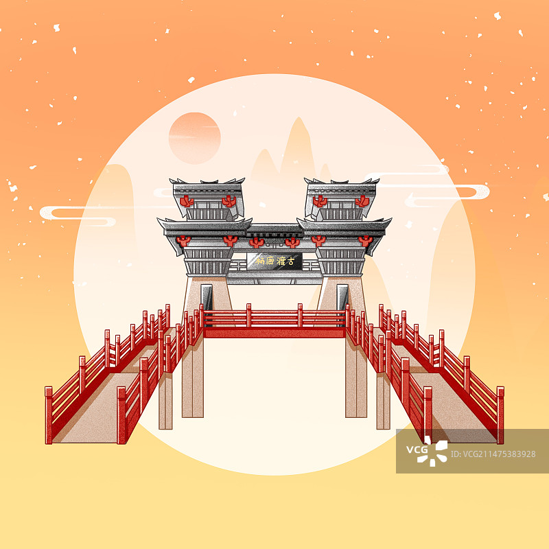 咸阳古渡廊桥图片素材