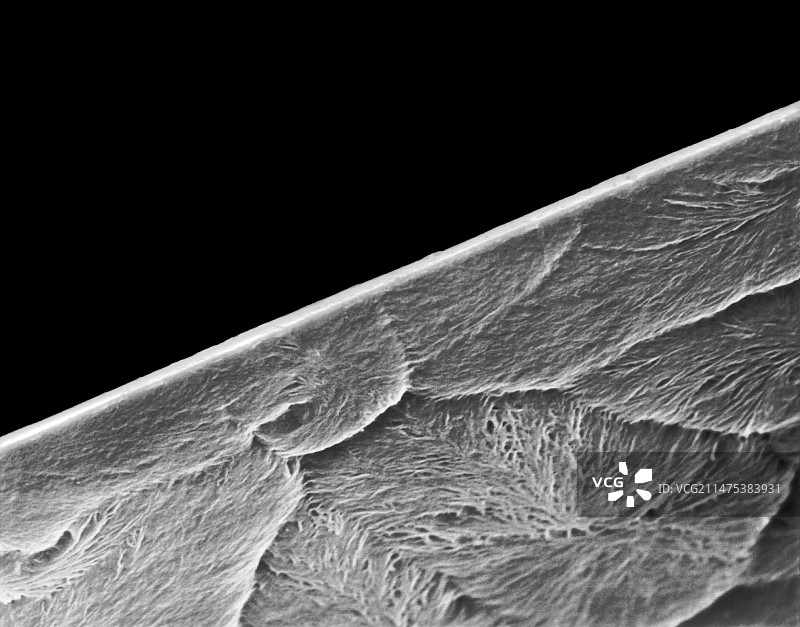 剃刀刀刃边缘，扫描电镜图片素材