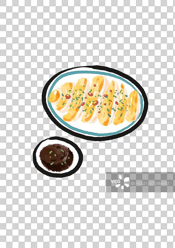 水墨风上海美食插画元素-白斩鸡图片素材