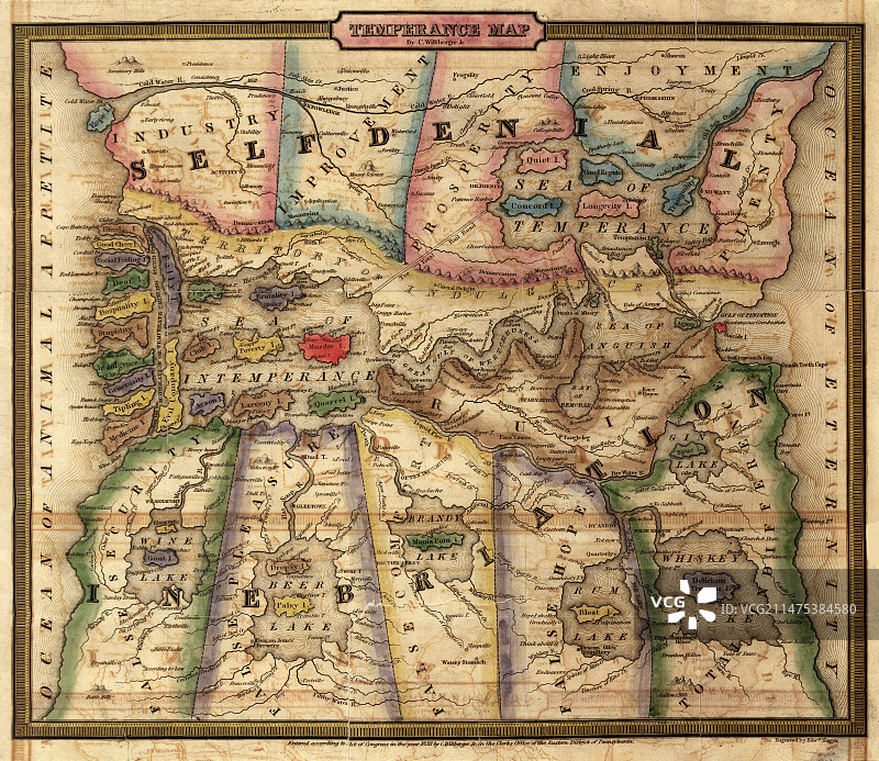 1838年节制寓言地图图片素材