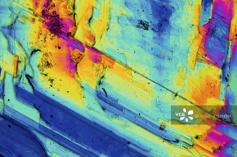 石膏晶体偏光显微照片图片素材