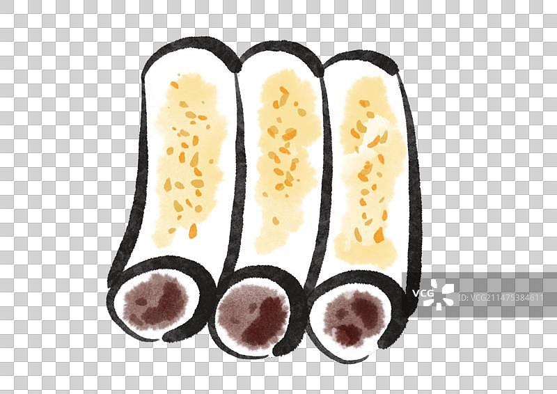 水墨风上海美食插画元素-图片素材