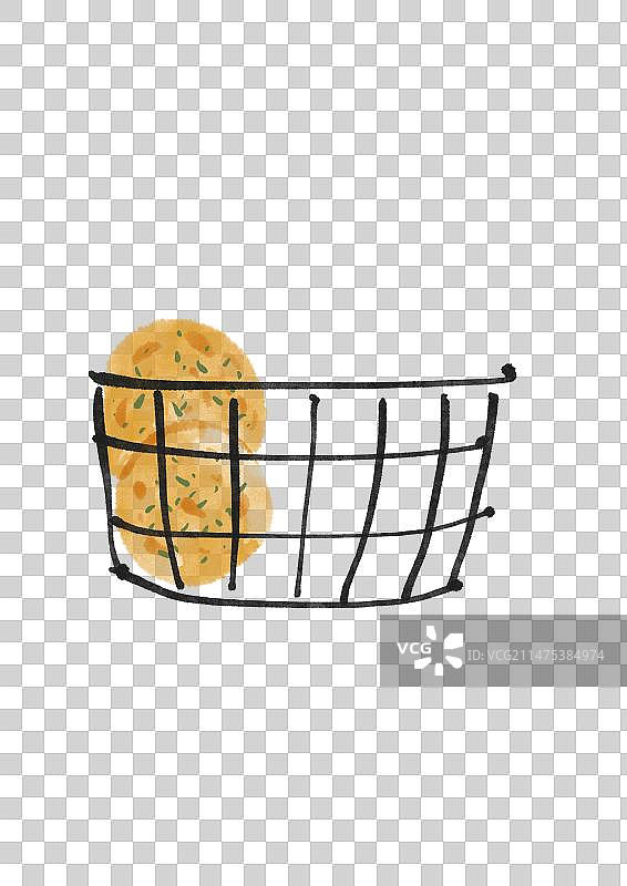 水墨风上海美食插画元素-油条葱油饼图片素材