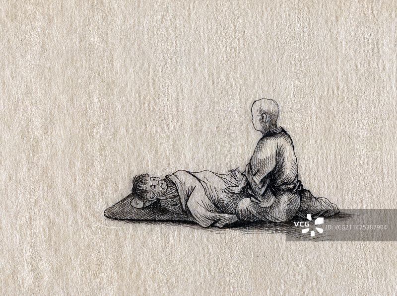针灸师与病人插画图片素材