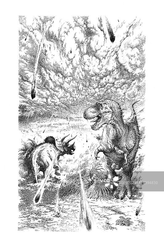 恐龙灭绝插图图片素材