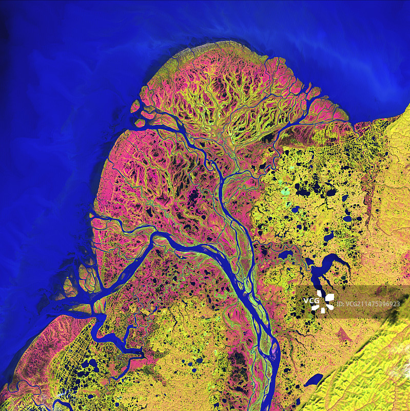 育空三角洲卫星图像图片素材