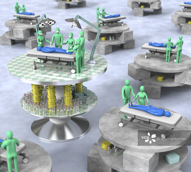 外科手术与国家医疗保健资金概念图图片素材