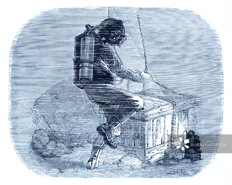 使用供气管的潜水员图片素材