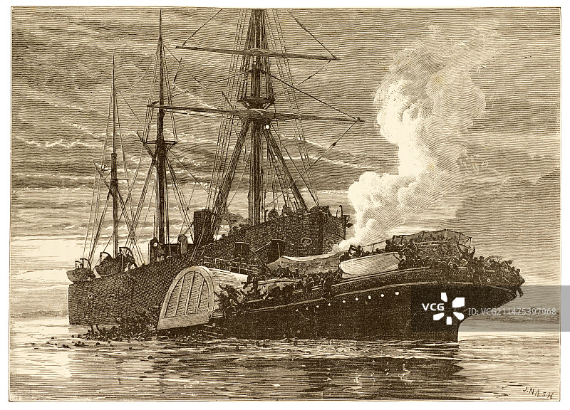 海上碰撞图片素材