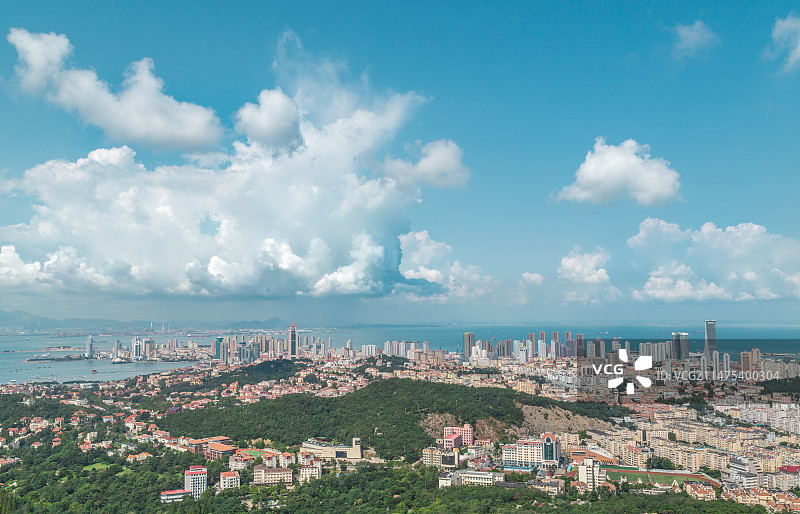 青岛市市南区（局部）鸟瞰图片素材