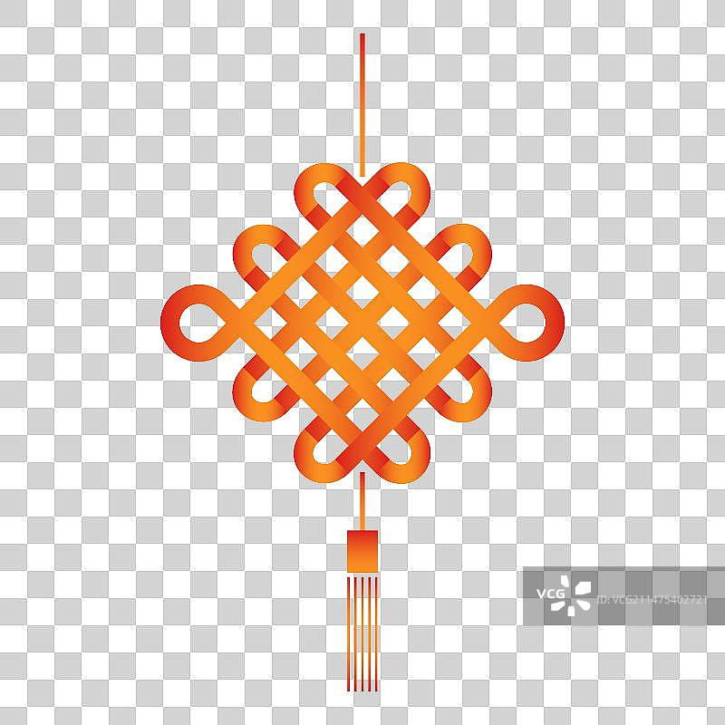 新年春节红色喜庆矢量扁平风元素之如意结吉祥结中国结图片素材