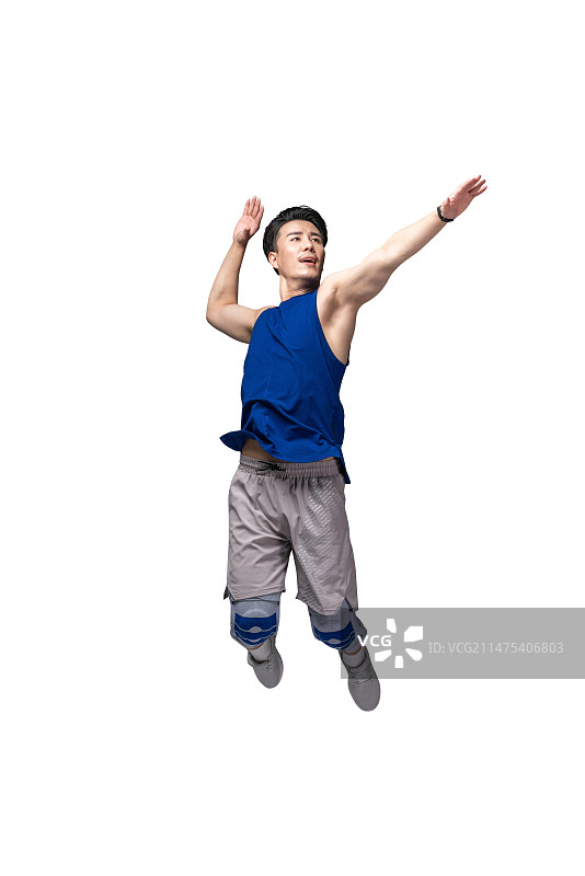 年轻男子练习打排球图片素材