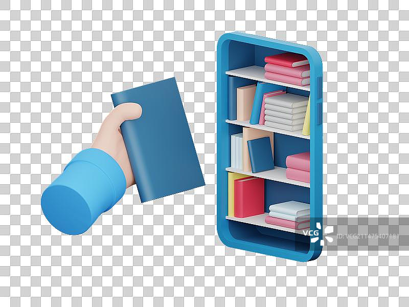 3D渲染手取走手机中的电子书图片素材