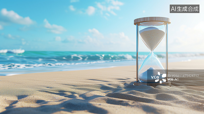 【AI数字艺术】海盐边上的沙漏图片素材