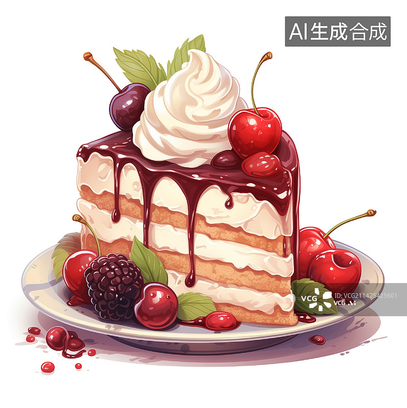 【AI数字艺术】蛋糕插画图片素材