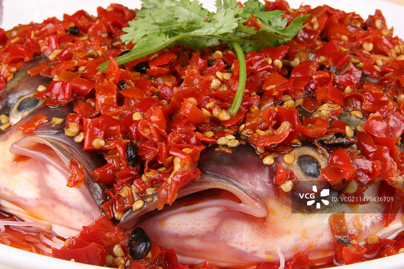 剁椒鱼头特写图片素材