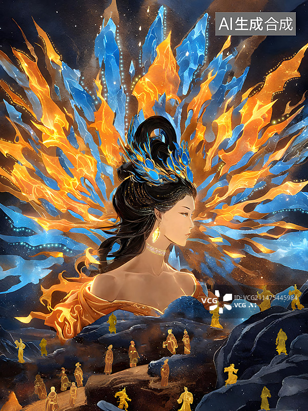 【AI数字艺术】女娲造人插画图片素材