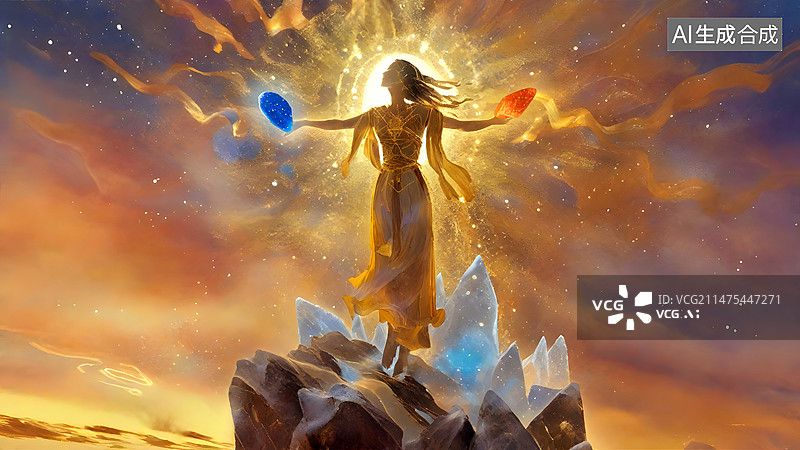 【AI数字艺术】女娲补天插画图片素材