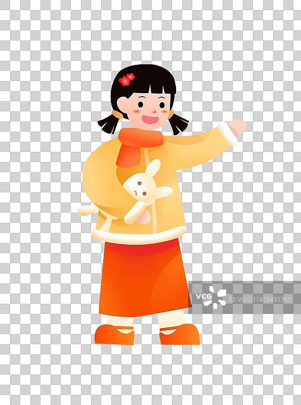 抱着娃娃的小女孩图片素材