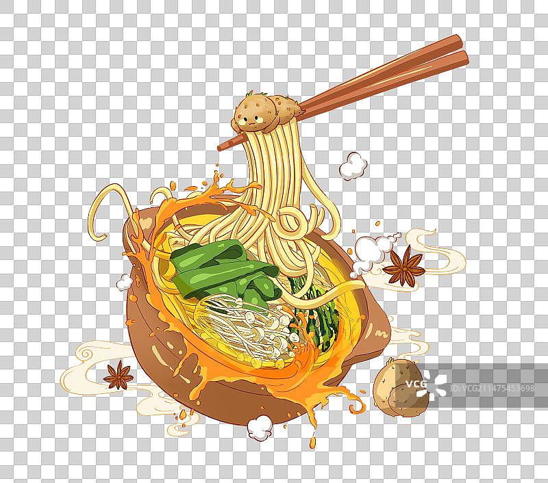 砂锅土豆粉美食手绘插画图片素材