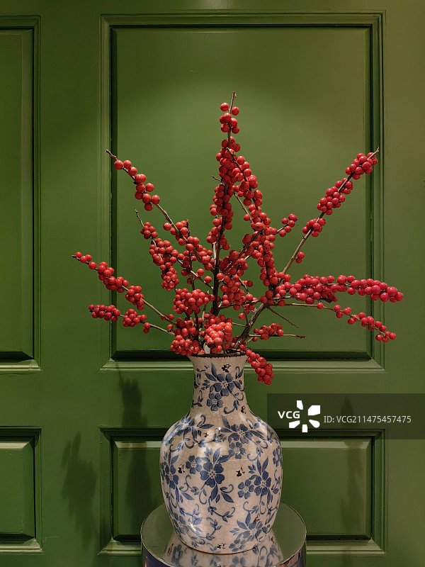 花瓶里的北美冬青图片素材