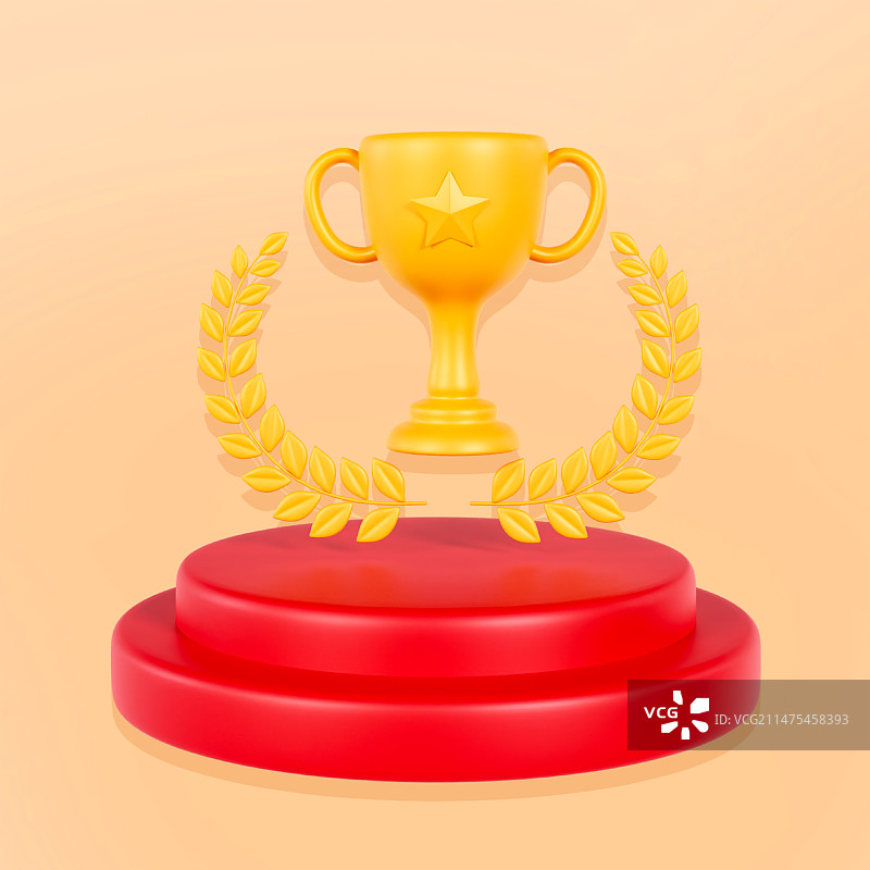 3D渲染的获奖名次第一名第二名第三名冠军亚军季军获奖展台元素插画图片素材