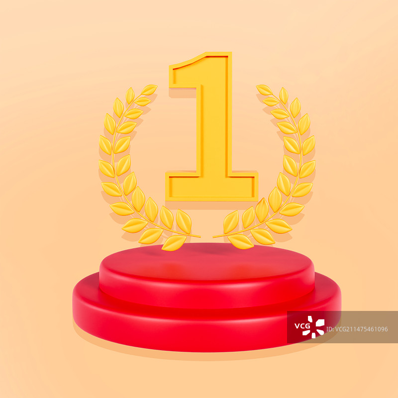 3D渲染的获奖名次第一名第二名第三名获奖展台元素插画图片素材