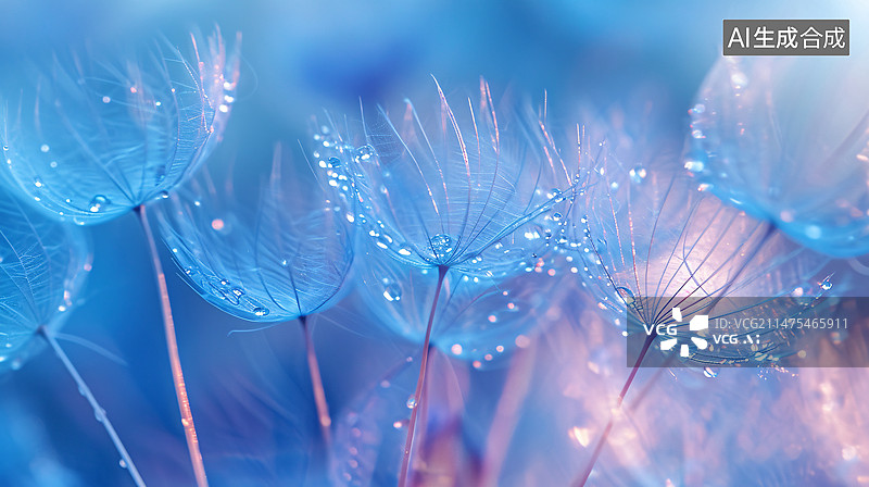 【AI数字艺术】抽象模糊的自然背景蒲公英种子，自由概念散景插图图片素材