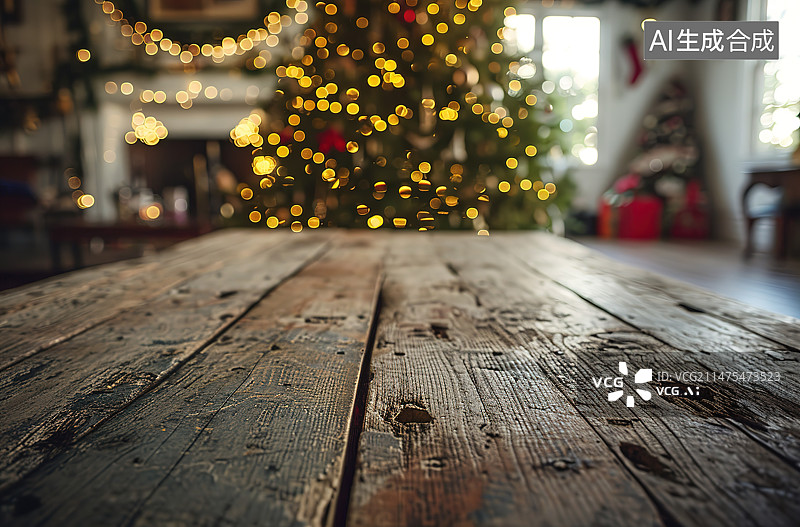 【AI数字艺术】桌子上圣诞装饰品的特写镜头图片素材
