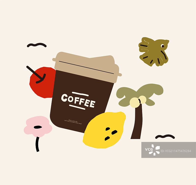 可爱夏日咖啡图片素材